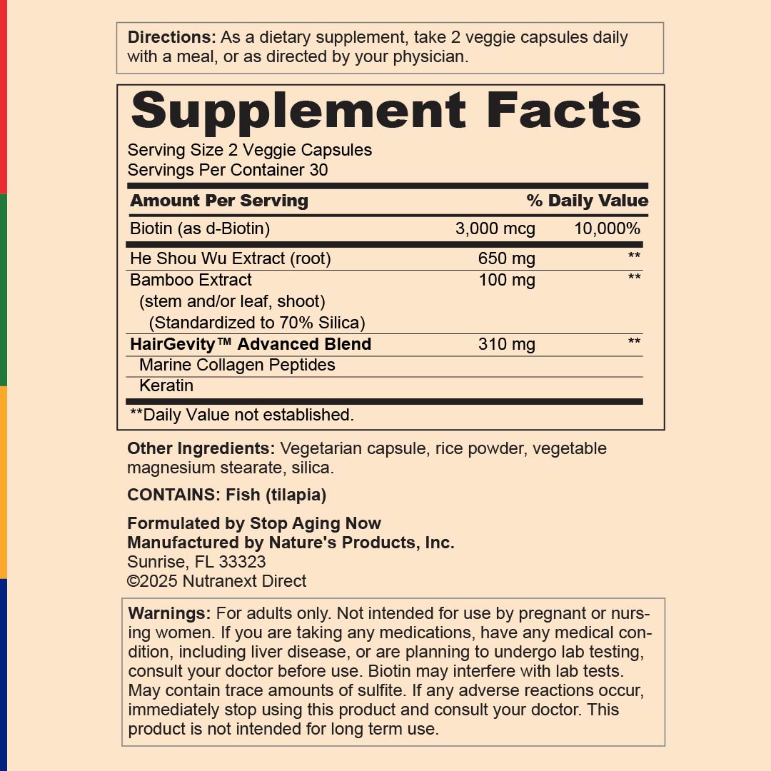 Formula HairGevity™, 60 Capsule Vegetali