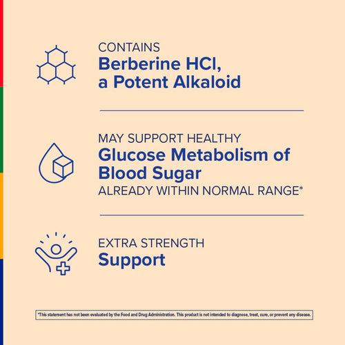 View 5 Product label with text about Berberine HCl and its benefits on glucose metabolism.