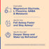 Product highlights graphic stating Mg Glycinate, L-Theanine, GABA & Melatonin, Fall Asleep Faster and Stay Asleep, Deeper Sleep and Wake Up Refreshed