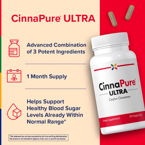 View 4 CinnaPure ULTRA, Advanced Combination of 3 Potent Ingredients, 1 Month Supply, Helps Support Healthy Blood Sugar Levels Already Within Normal Range