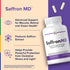 Product highlights graphic stating Supports Macular, Retinal & Vision Health⁺, Features Saffron Extract, Protects from Oxidative Stress & Light⁺