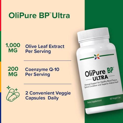 View 3 OliPure BP Ultra with 1,000 mg Olive Leaf Extract and 200 mg CoQ10 dietary supplement, 60 Veggie Caps.