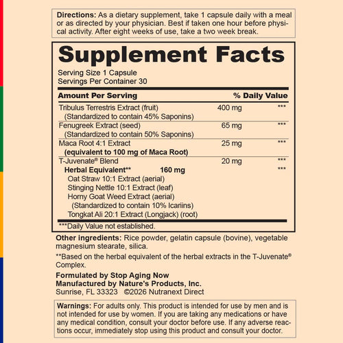 View 3 Supplement label with detailed ingredient list and directions on a multicolored background