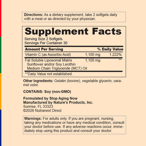 View 2 Supplement facts label with detailed nutritional information on a beige background