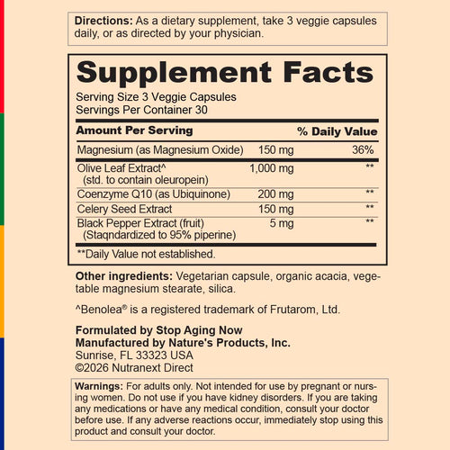 View 2 Supplement Facts for OliPure BP Blood Pressure Support displayed.