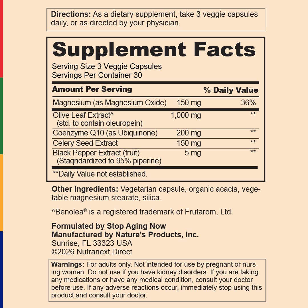 OliPure BP™ Support de la Tension Artérielle, 60 Capsules Végétariennes