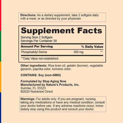 View 2 CogniTrex PS Formula 60 Softgels Supplement Facts panel.