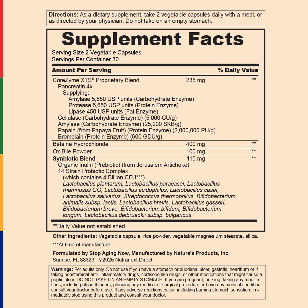 Enzimas Digestivas CoreZyme XTS®, 60 Cápsulas