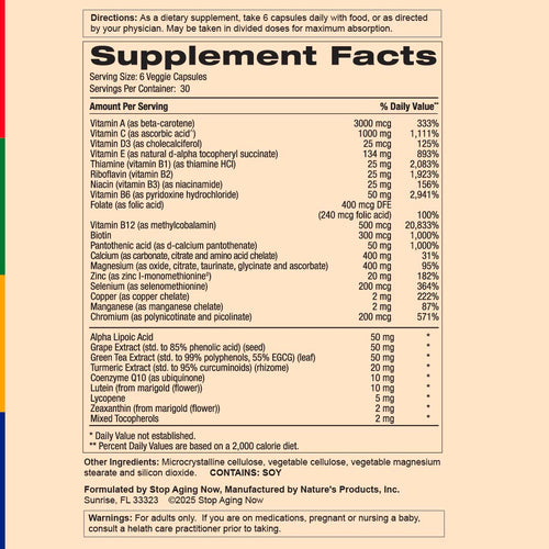 View 2 Nutrition label for Multi 360 Advanced, showing details for 180 capsules.