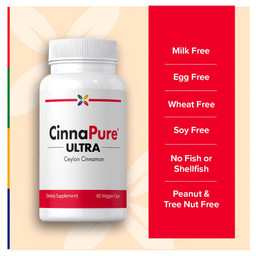 View 6 Bottle with dietary attributes stating Milk Free, Egg Free, Wheat Free, Soy Free, No Fish or Shellfish, Peanut & Tree Nut Free.