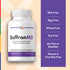 Saffron MD bottle: Free from milk, eggs, wheat, soy, fish, shellfish, peanuts, and tree nuts.