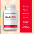 MAX-Q10 bottle: Free from milk, egg, wheat, soy, fish, shellfish, peanuts, and tree nuts.