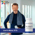 A middle-aged man smiling after a workout, standing next to a bottle of Lion's Mane XTS.
