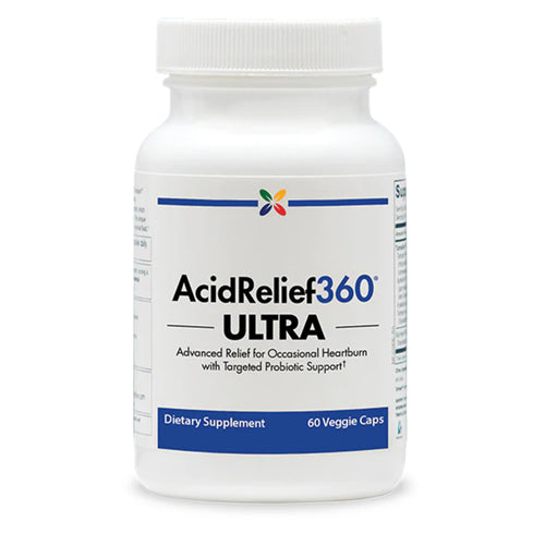 View 1 AcidRelief 360 ULTRA Advanced Relief for Occasional Heartburn with Targeted Probiotic Support Dietary Supplement, 60 Veggie Caps.