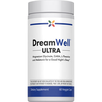 DreamWell ULTRA dietary supplement with magnesium glycinate, GABA, L-theanine, and melatonin, 60 veggie caps.