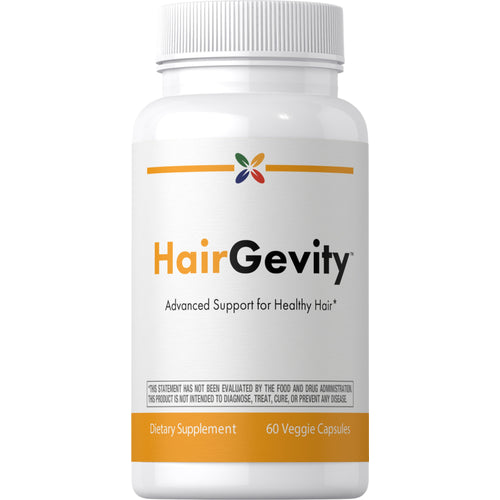 View 1 HairGevity dietary supplement bottle on a white background