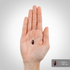 A dark red oval softgel rests on a palm, measuring 0.625 inches (1.587 cm).