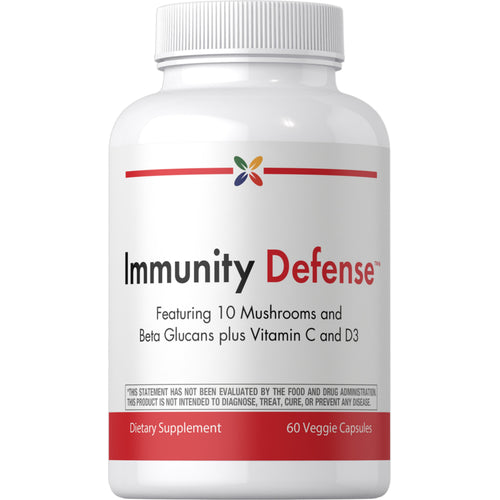 View 1 Immunity Defense Dietary Supplement with 10 Mushrooms, Beta Glucans, Vitamin C and D3, 60 Veggie Capsules.