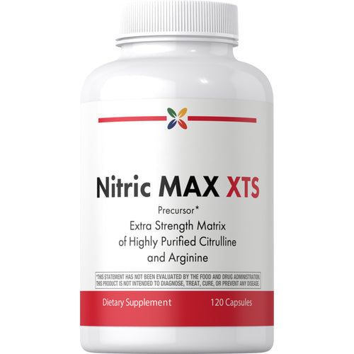 View 1 Nitric MAX XTS, an Extra Strength Matrix dietary supplement with purified Citrulline and Arginine, 120 capsules.