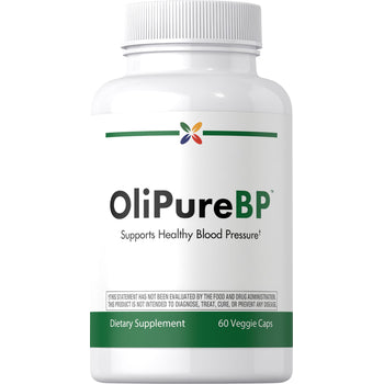 OliPure BP Dietary Supplement, 60 vegetarian capsules in a bottle.