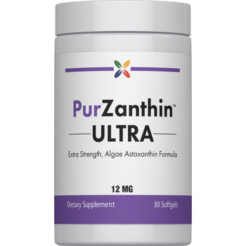 PurZanthin ULTRA Extra Strength Algae Astaxanthin Formula 12 MG Dietary Supplement with 30 Softgels.