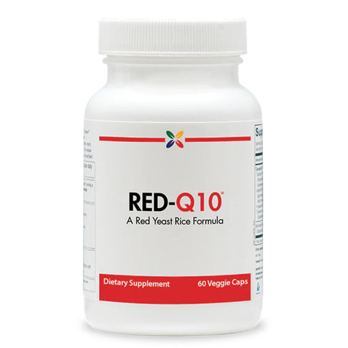 View 1 RED-Q10 is a dietary supplement with 60 vegetarian capsules of Red Yeast Rice Formula.