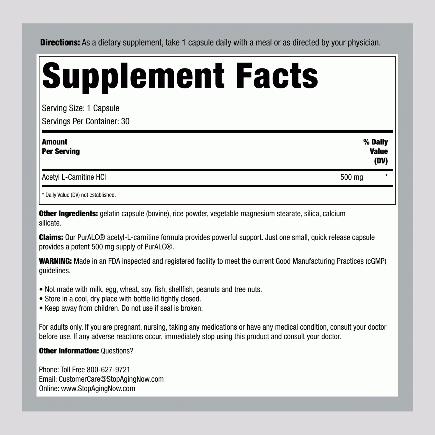 PurALC® Acetyl-L-Carnitin, 30 Kapseln