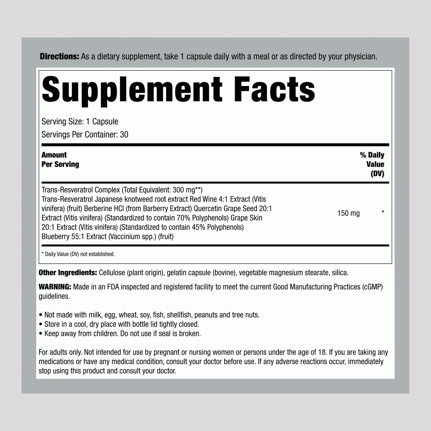 ResveraPLUS® with Blueberry Extract, 30 Vegetarian Capsules