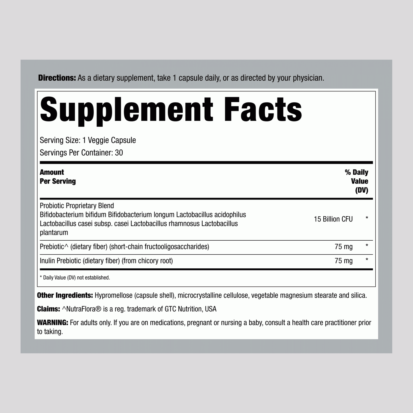 PurBiotic® 15 milliards d'UFC, 30 capsules végétariennes