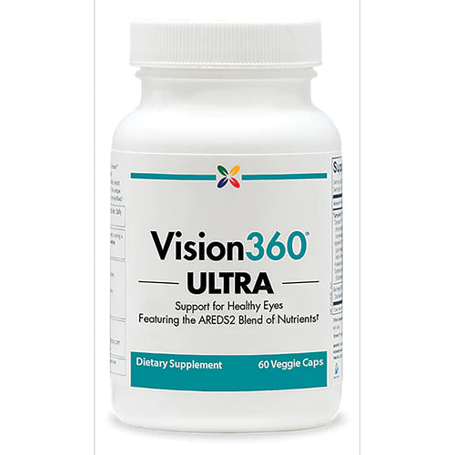 View 1 Vision360 ULTRA dietary supplement bottle with 60 veggie capsules.